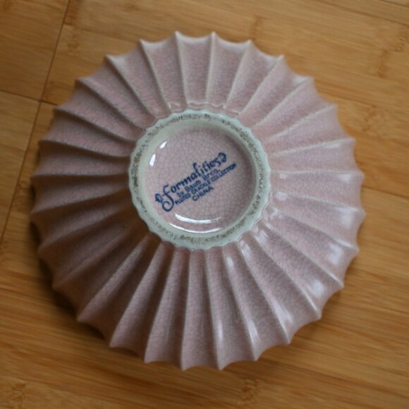 VTG Formalities Baum Brothers Fluted Crackle Collection Pink Vase Bowl - Picture 4 of 10